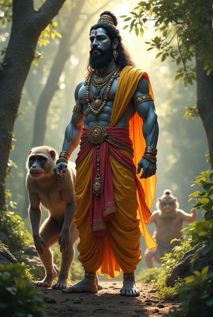 Make Hindu god shree ram with hanuman like human 