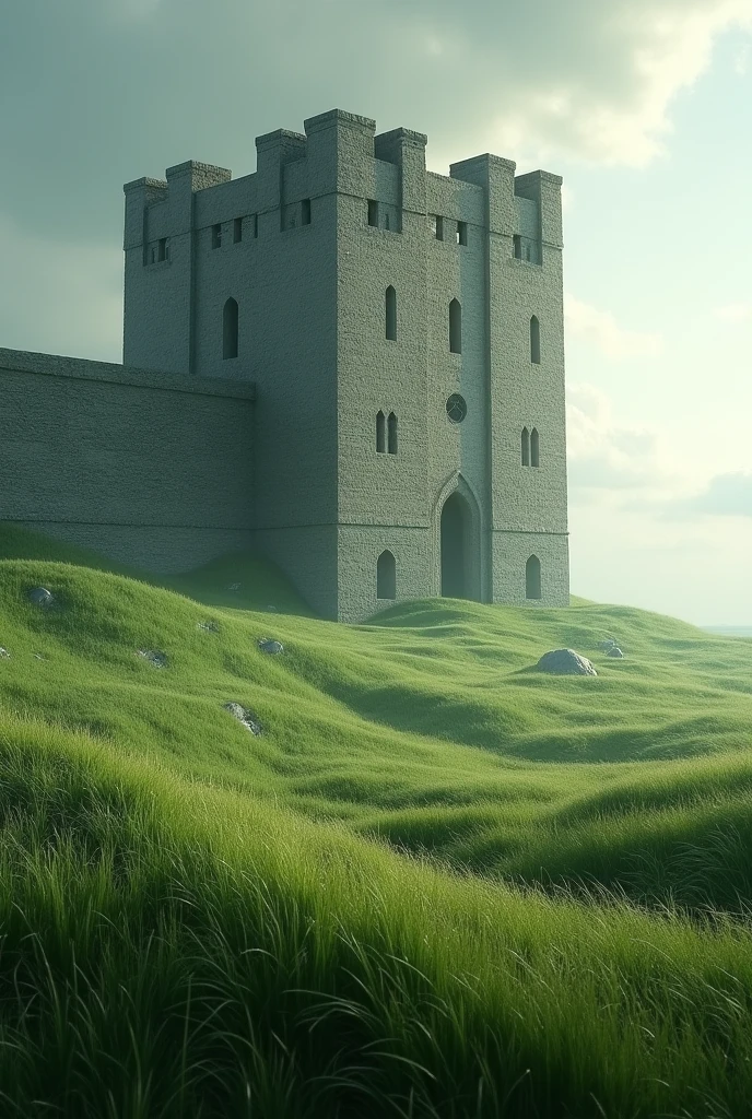 A big wall, a grassland swaying in the wind