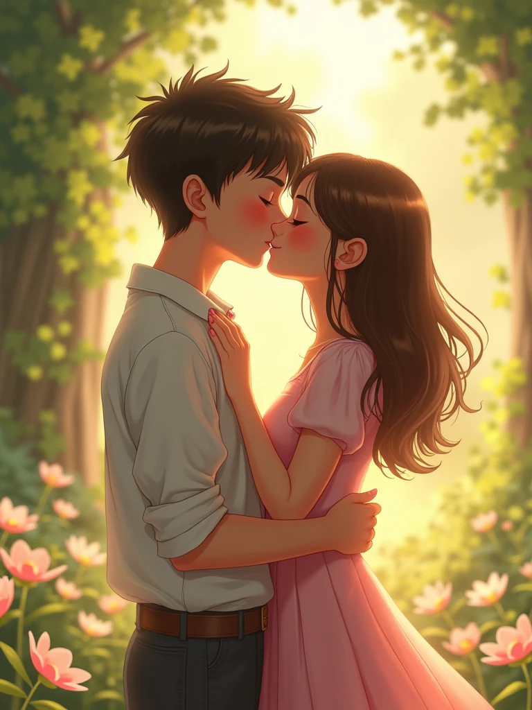 The boy and the girl kissing each other