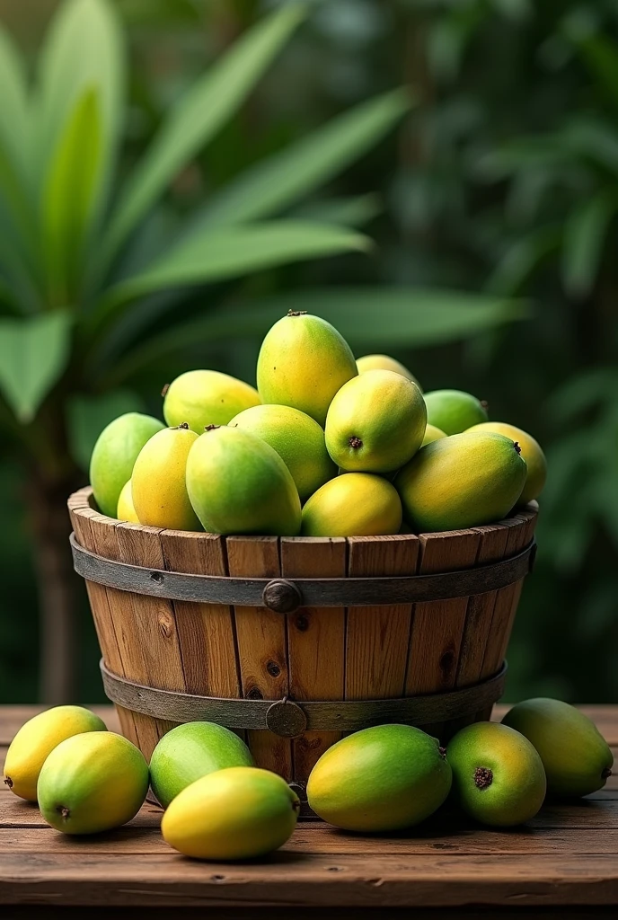One bucket green mango