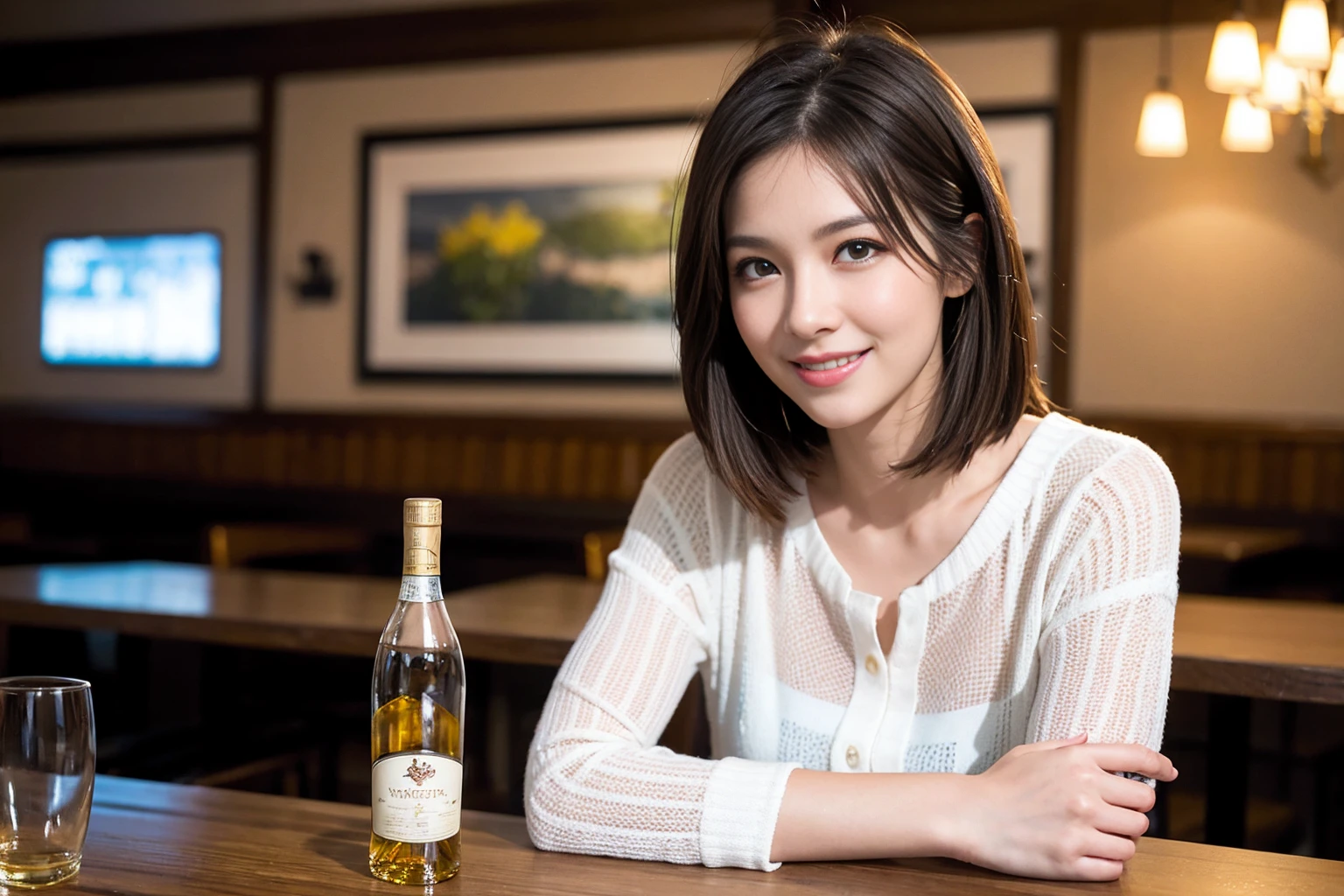 ((Highest quality、8k、masterpiece:1.3))、Whiskey bottles、whiskey、Suntory、Nikka、slimカップル、modelカップル、(Realistic, Intricate details:1.2), full-course dinner、Whiskey bottle and glass on the table、Single Malt、scotch、Rocks glass、Shot Glass、on the rocks、Scotland、Amazing view of the sunset sky and clouds、A bright smile、The wonderfulness of smile、 Beautiful Face, blue eyes, The light shines on your face, blush, short hair,Bright Face、 (Age 37), 3,Two beauties、Brown Hair、Shortcuts、Long sleeve shirt、dress、Beautiful woman 1, (slimな顔), (The body is slim), (Brown Hair), (Shortcuts), cheeks turn a little red,Attractive beauty、restaurant, In a prominent place (From the waist up) Nova Frog Style, actress, model, Upper Body, White wine, slim, smile, (smile: 1.15), Beautiful fine grain, Depth f/2,saturation, High Contrast, Strong light and shadow,Moist Body:1.5、3D texture、Delicate eyes、Brown Hair、The hair is very shiny、