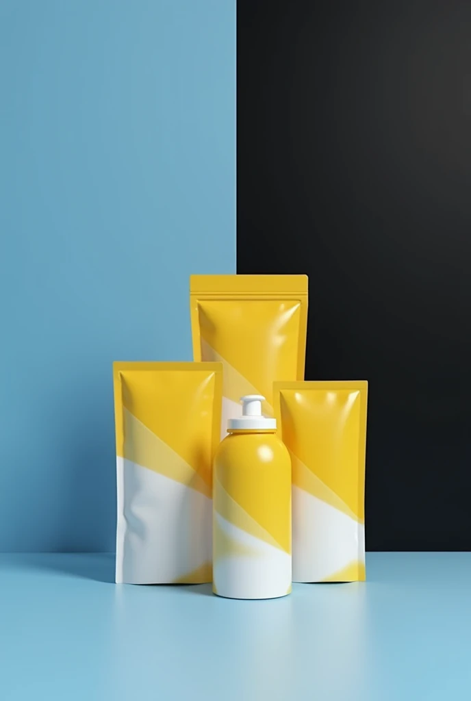 A blue and balck background and the centre portione type WEone packages with yellow and white combo