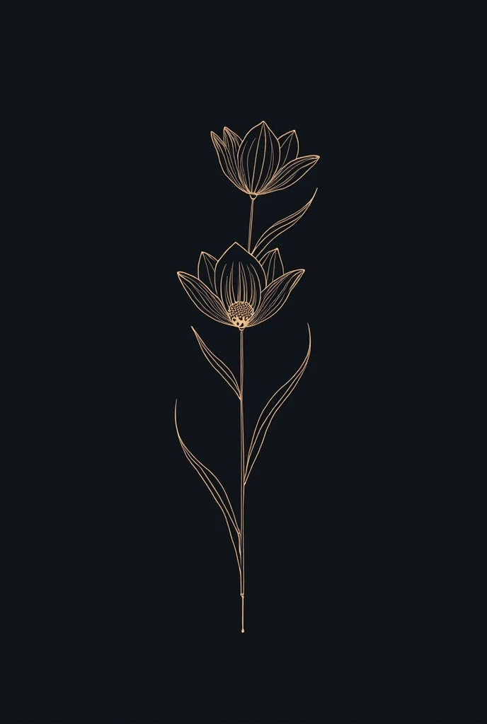 A perfume brand logo with a vertical flower in the center.