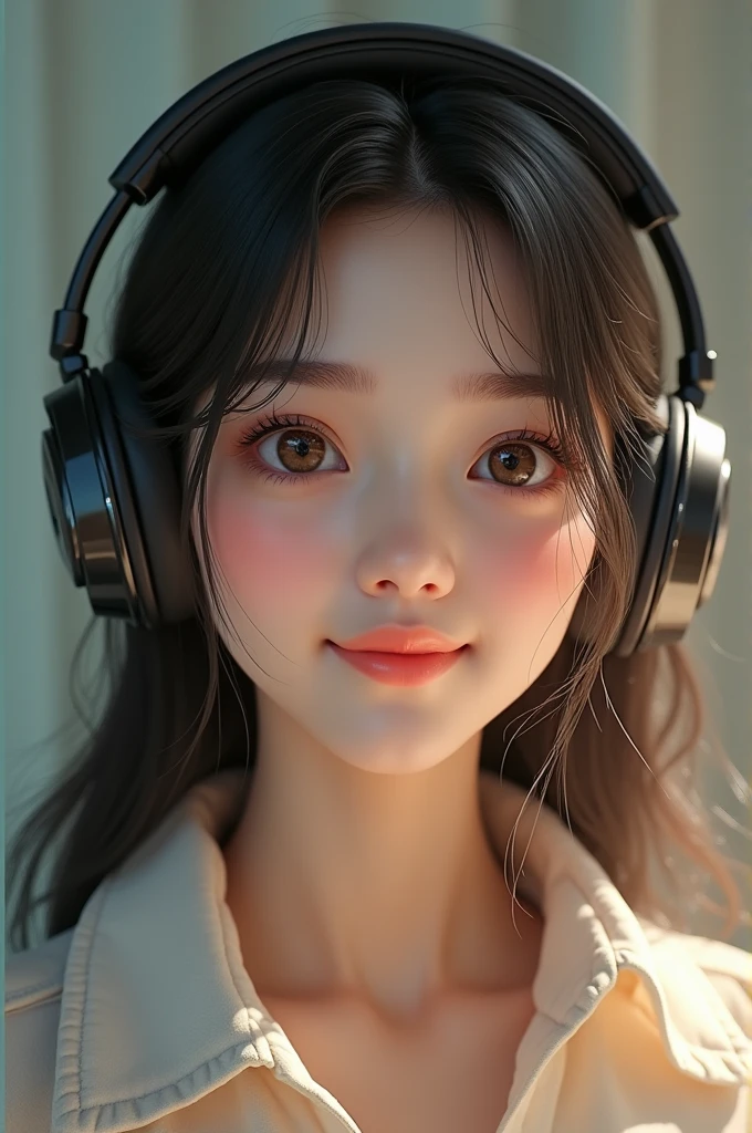A cute girl with headphones 