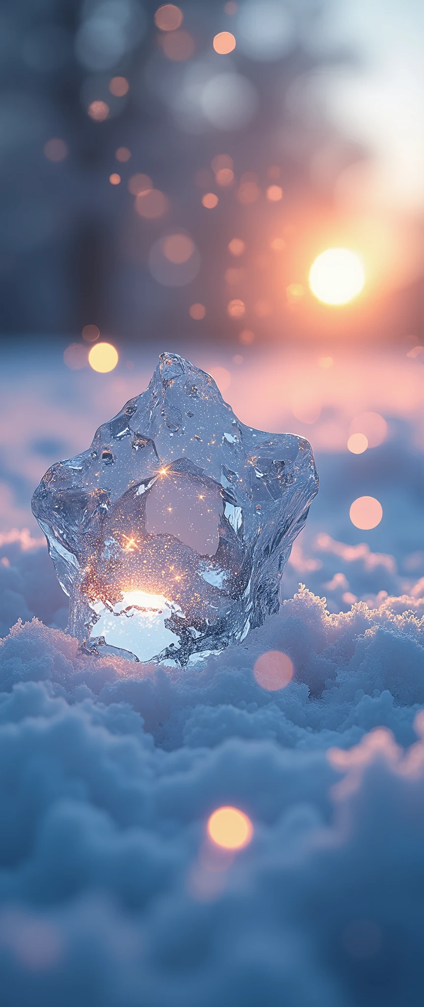 (masterpiece:1.2,Exceptional Quality,mirror-like,Cinematic Experience,Photorealistic,RAW Photos,Super detailed),8k,wallpaper,,(Diamond dust:2.0),(Ice Gemstones),(Snow glow:2.0),Artistic,Light of the sun