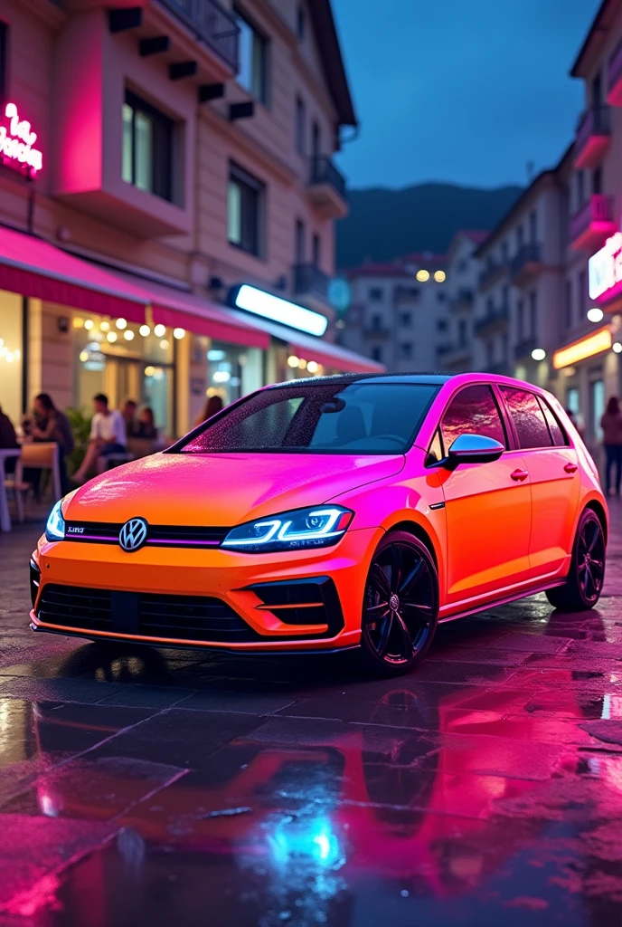 Neon pink&Orange Volkswagen golf in Novalja
