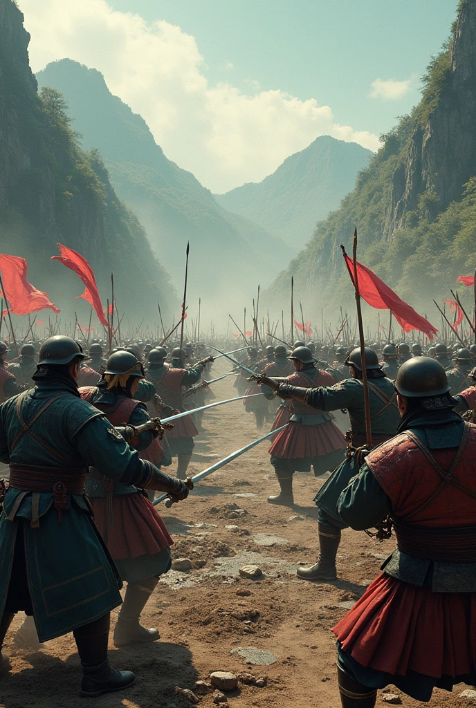 Chinese soldiers fighting samurai