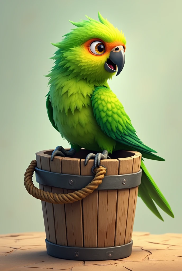 A bucket green little parrot
