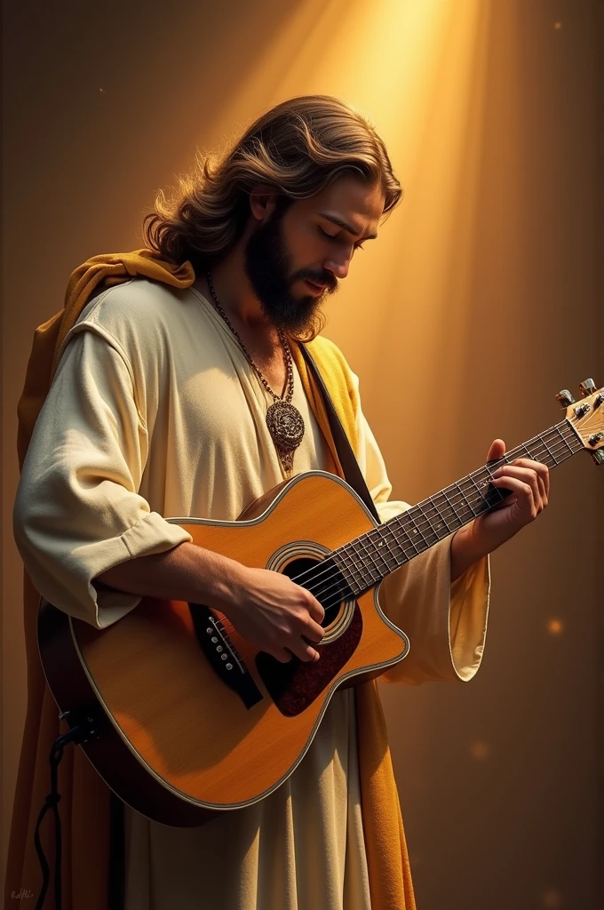 Jesus playing guitar 