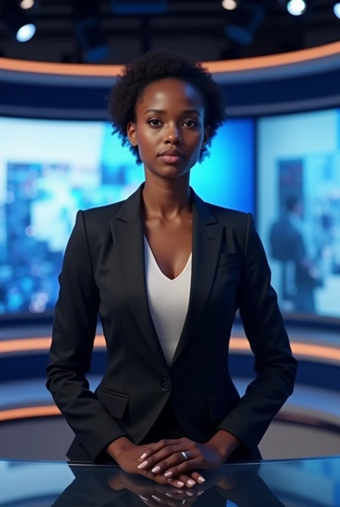 A black journalist speaking on a cool TV news show