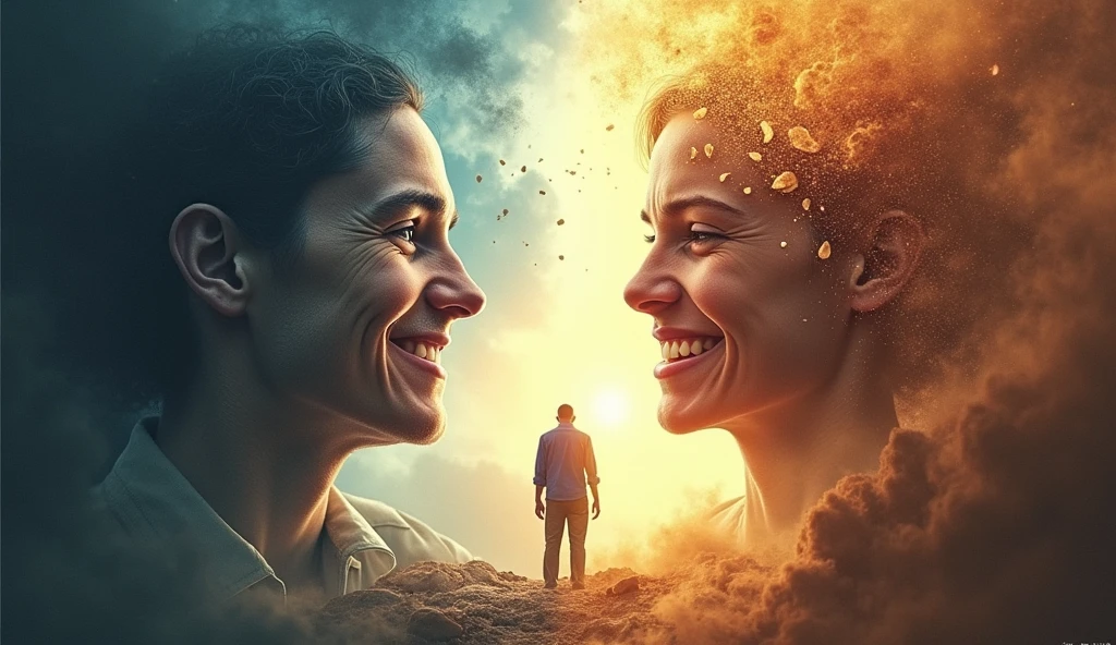 Transformation Journey: Split-screen with "Before" and "After" faces of the same person. On the left, a shy, nervous expression in grayscale; on the right, a confident, smiling face in vibrant colors. The background transitions from dark and muted to bright and energetic. Text: "From Shy to Confident!" in bold, contrasting colors.Breaking the Shell: A person breaking out of a large, cracked eggshell. The person emerging is confidently smiling, with light rays shining out from behind them. Text: "Breaking Out!" in dynamic, bold letters.Elevator of Confidence: A person in an elevator moving upwards. At the bottom, they appear small and shy, but as the elevator rises, they grow in size and confidence. The top of the elevator is brightly lit, symbolizing growth. Text: "Rise to Confidence" in bold, upward-slanting text.Mask Removal: A person removing a mask that shows a shy face, revealing a confident, smiling face underneath. The background shifts from dull gray on the left (mask side) to bright, warm tones on the right. Text: "Unmask Your Confidence!" in a bold, dynamic font.Confidence Explosion: A shy person standing in the center with cracks forming around them, like they are about to burst with energy. Behind them, an explosion of vibrant colors and light. Text: "Explode with Confidence!" in large, impactful font.