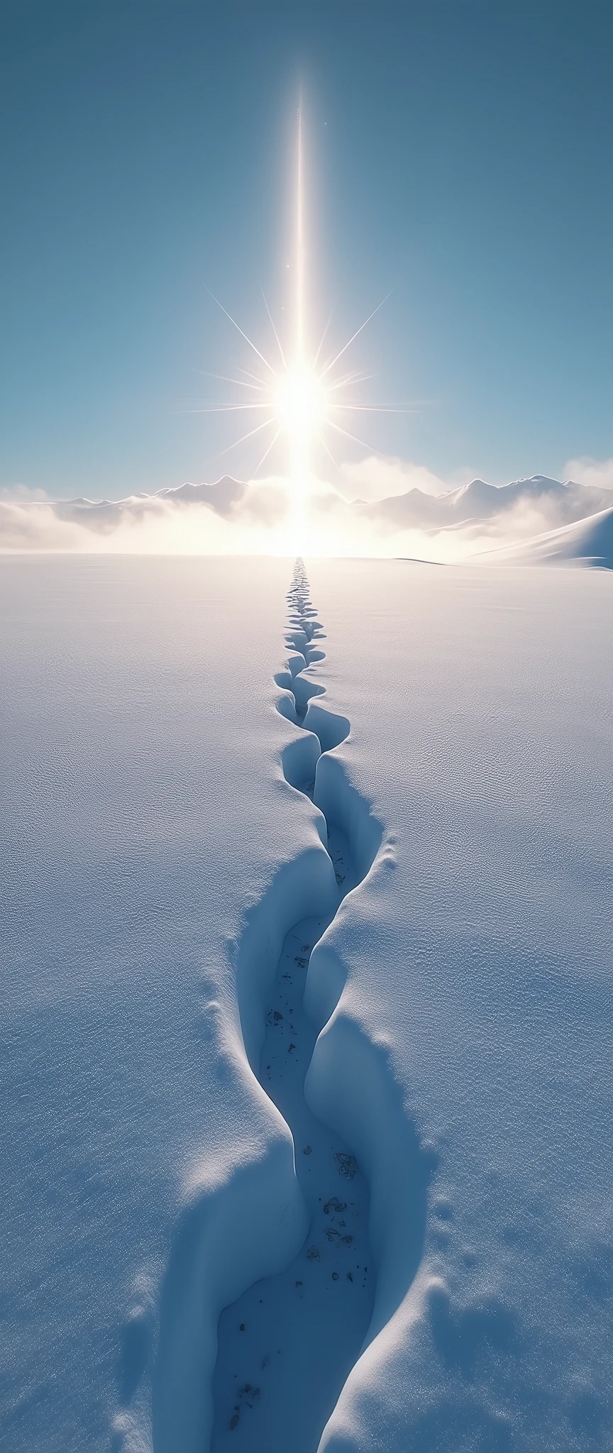 (masterpiece:1.2,Exceptional Quality,mirror-like,Cinematic Experience,Photorealistic,RAW Photos,Super detailed),8k,wallpaper,Endless Snow Fields,(Diamond dust:2.0),(Sun pillar phenomenon:2.0),(Snow glow),(Dynamic Angle:2.0)