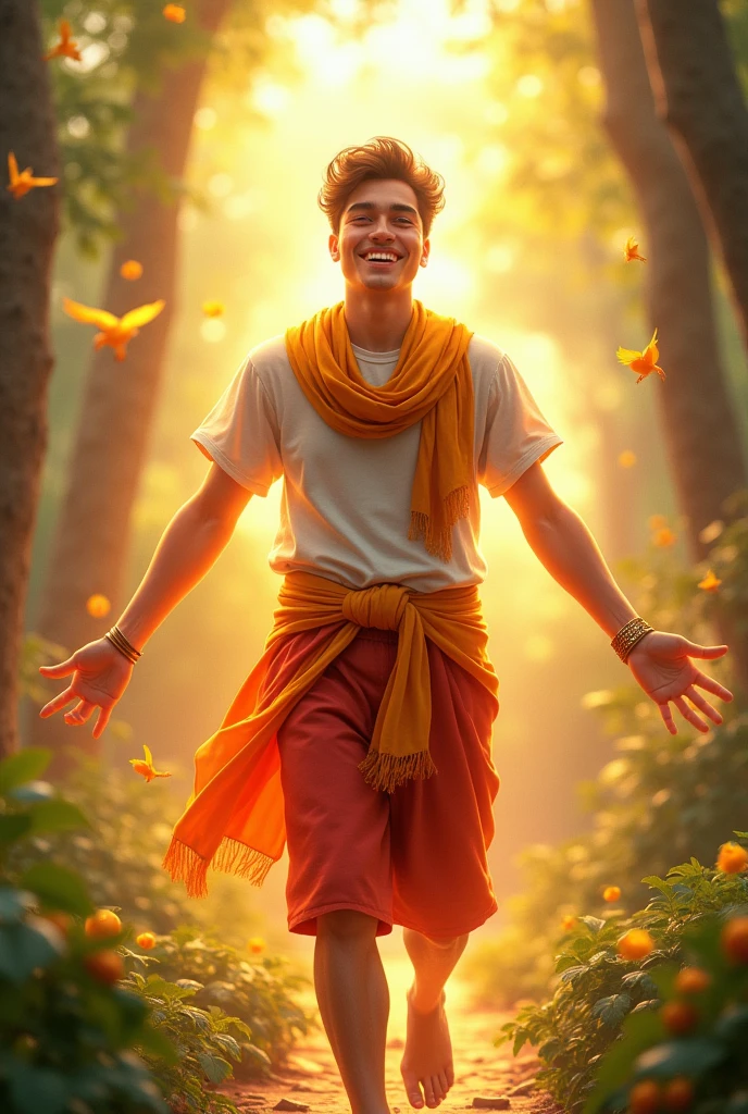 Happy and wealth and healthy with Greatest luck 
19 year boy his name chandan , generate 9:16 image
