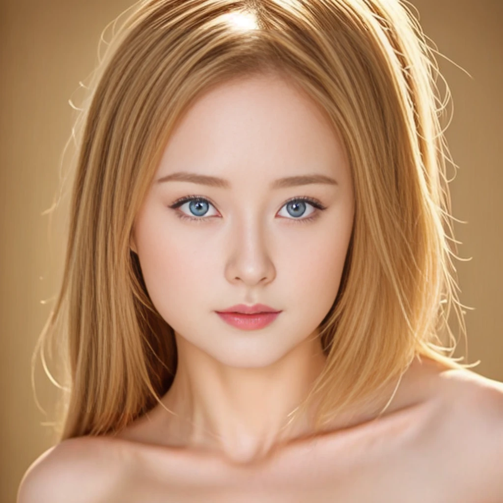 High resolution, 1 girl, beautiful, Baby Face, 30 years old, White skin, nude, beautiful胸, beautiful膣, Bedroom, Golden Hair, blue eyes, Glossy Lips, Girly feminine pose, Chubby, whole body, Big breasted:1.1)), ((Adorable:1.1)), ((masterpiece:1.1)),Beautiful big breasts,Fair skin,tall,Half Japanese and half Russian,Must be created by only one woman