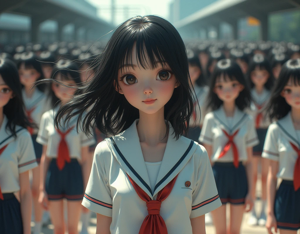 (((((Japanese Clone-girls=Myself))))), (((Super Best masterpiece Clone-girls Raw Photography Art))), (((16K, Highest quality, Ultra-high resolution, RAW Photos))), (((It&#39;s so unrealistic., With unparalleled depiction, With an unfathomable sight, An unprecedented and shocking worldview, Clone-girls: In a world of mass reproduction, Ultra-realistic))), (((Japanese Girls, Yokoyama-Yui, 18yo, Small face, Thick black hair, long hair, Dark Eyes, Mature face, Cute Smile, Smiling face, A gentle gaze, (((Very pleasant look)))))), (((Very beautiful detailed girls, Accurate body structure, Accurate body movements, Very detailed body, (((Super big breasts, Large bulge of ample breasts)))))), (((High school girl&#39;s summer uniform, Short sleeve, mini skirt, hour々I can see your pants, Cleavage Emphasis, Emphasise the fullness of your breasts))), ((((((((Very detailed, Myself cloning, Depiction of splitting oneself, 1Myself girl→1,000,000,000,000,000,000,000,000,000,000Myself cloning girls)))))))), (((((((Myself clone-girlsから, Myself keeps multiplying, (Very detailed and intricate, To the exact, Flawless, (((In the same female body,With the same face, With the same hairstyle, In the same clothes, At the same height, 同じSuper big breastsである))), In a detailed depiction), 1,000,000,000,000,000,000,000,000,000,000 people))))))), (((((Myself girls only))))), (((((1,000,000,000,000,000,000,000,000,000,000Myself girls))))), Myself waiting for a train on the station platform, The wind is blowing, A super crowded scene, Clear and accurate perspective depiction, Ultra-wide field of view, wide view, Focus on the average value of the image