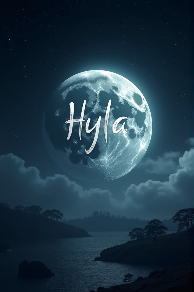 Moon having a name HYLA on it..