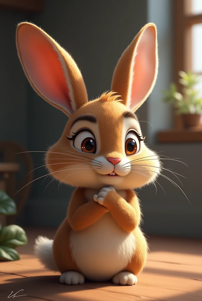 Scene 2: The Clever Rabbit**
- **Description:** Close-up of Chintu, a smart and lively rabbit, thinking deeply with a determined expression.