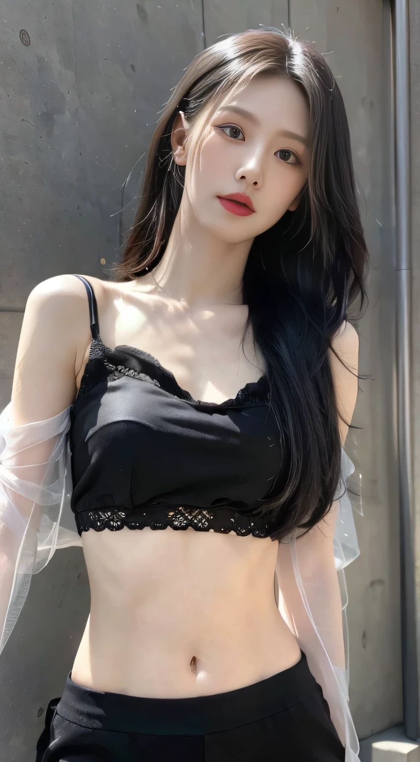 original photo，best quality），（lifelike，Photo lifelike：1.3），best quality，Very detailed，masterpiece，超Detail level，illustration，1 girl，dominating_Body，Large Breasts，Bigger breasts，Protruding nipples，Nipple protrusion，Black transparent lace，Slim waist，Tight abdomen，Sexy navel，Slender long legs，Dynamic Angle，World Masters Theatre，messy_long_hair，best quality，Extremely detailed CG unified 8k wallpaper，，Astonishing，Light，lens_Flare，dunhuang_style，Real People，Highly detailed face and skin texture, Exquisite eyes,Surrealism，Super lifelike photos，Very detailed CG unified 8k wallpaper，（masterpiece），（best quality），（Very detailed），（Super lifelike photos），（Best Character Detail：1.36），脸dominating有Light, 灯Light，illustration, Very detailed，Detail level, high resolution, Very detailed, best quality, masterpiece , big boob