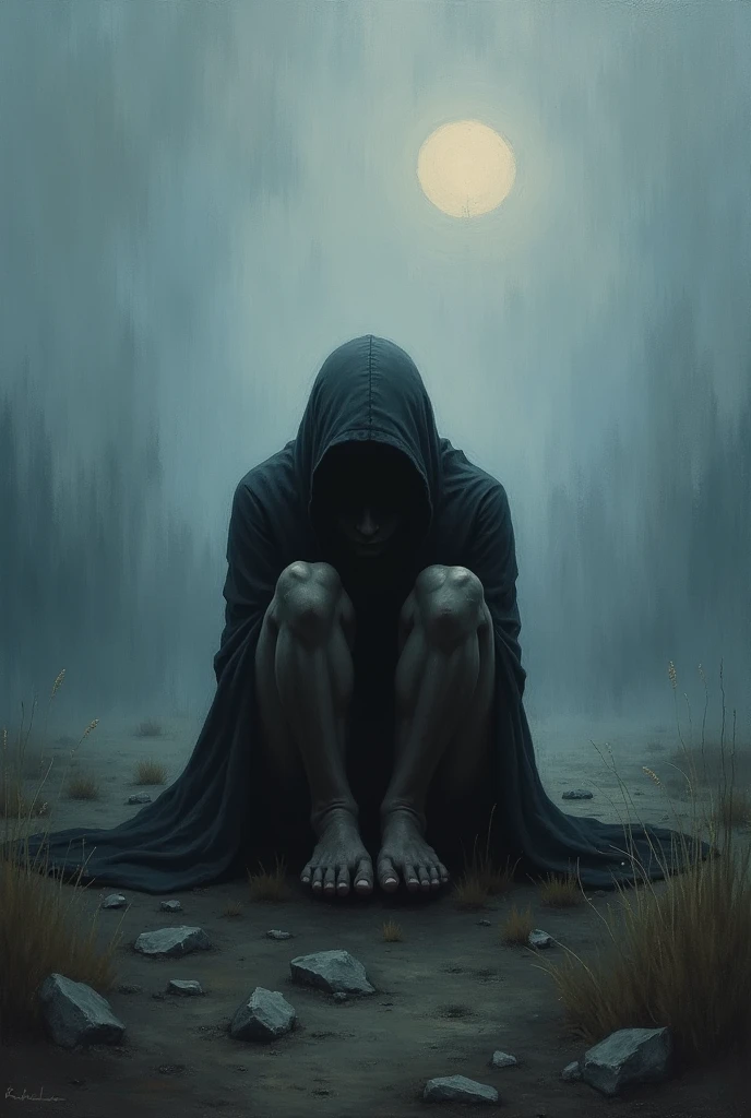 make a painting of a place that shows the feelings (suffering, suru, depression), with colors and etc.