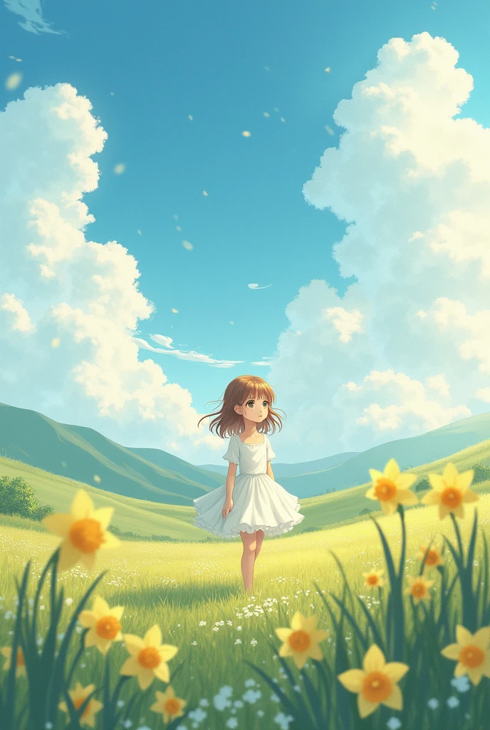 A portrait of ‘I wander lonely as a cloud’, anime style