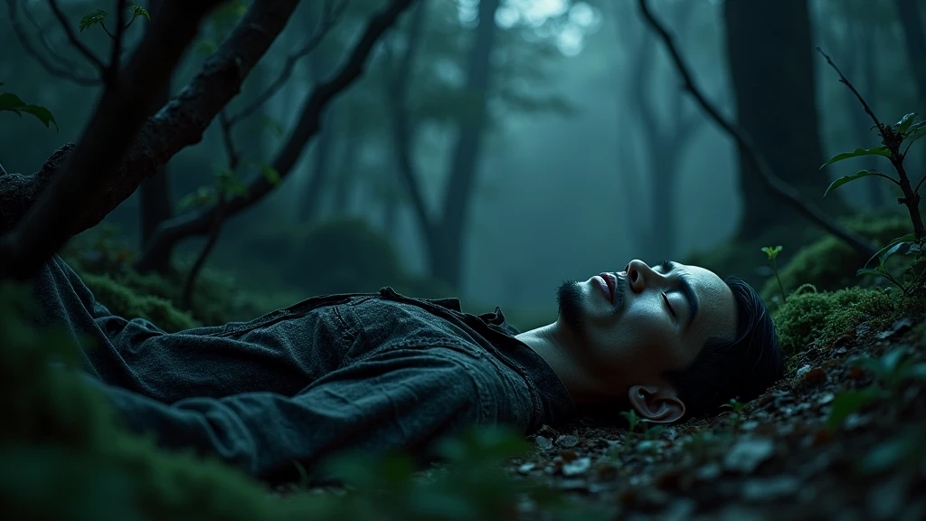 A strange man with Khmer eyes died in the forest at night 8k