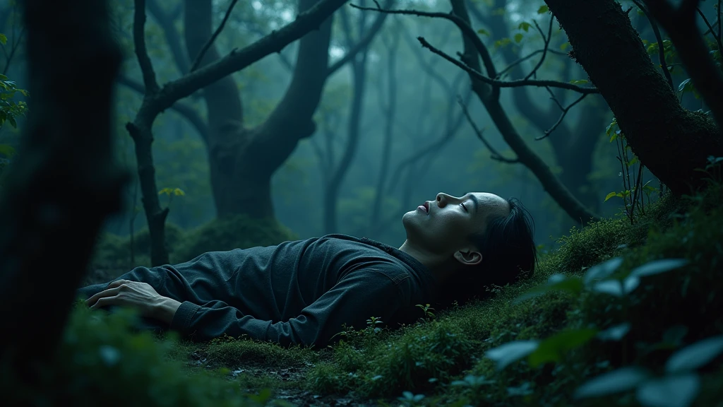 A strange man with Khmer eyes died in the forest at night 8k