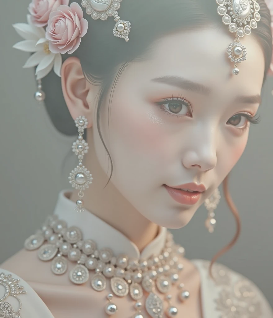 best quality, masterpiece, high resolution, 1 Girl,Chinese Wedding Dress,Hair accessories,necklace, Jewelry,Pretty Face,Above_Body, Tyndall effect,Reality, Dark Studio, Edge lighting, Two-tone lighting,(High Detail Skin:1.2), 8K uhd, Digital SLR Camera, Soft lighting, high quality, Volumetric Lighting, frank, photo, high resolution, 4K, 8K, Bokeh