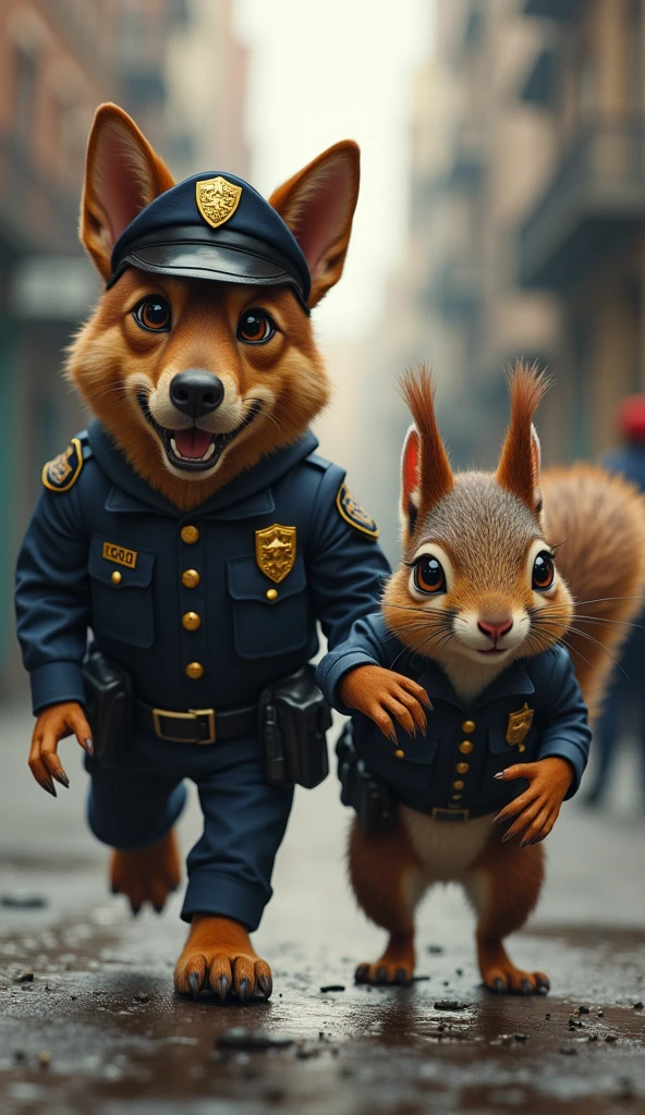 Imagine a police dog who only solves crimes with the help of a detective squirrel. What would the day-to-day life of this dynamic duo be like?