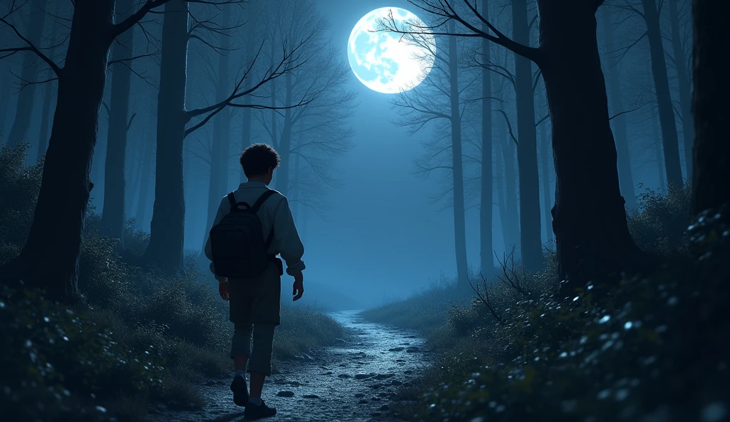 Hansel's determination, moonlight, white pebbles