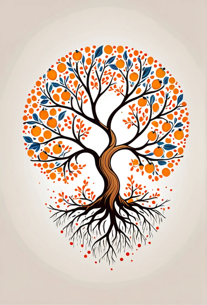 Trunk of a tree and branches without leaves and without fruits, T-shirt design, rzminjourney, vector art