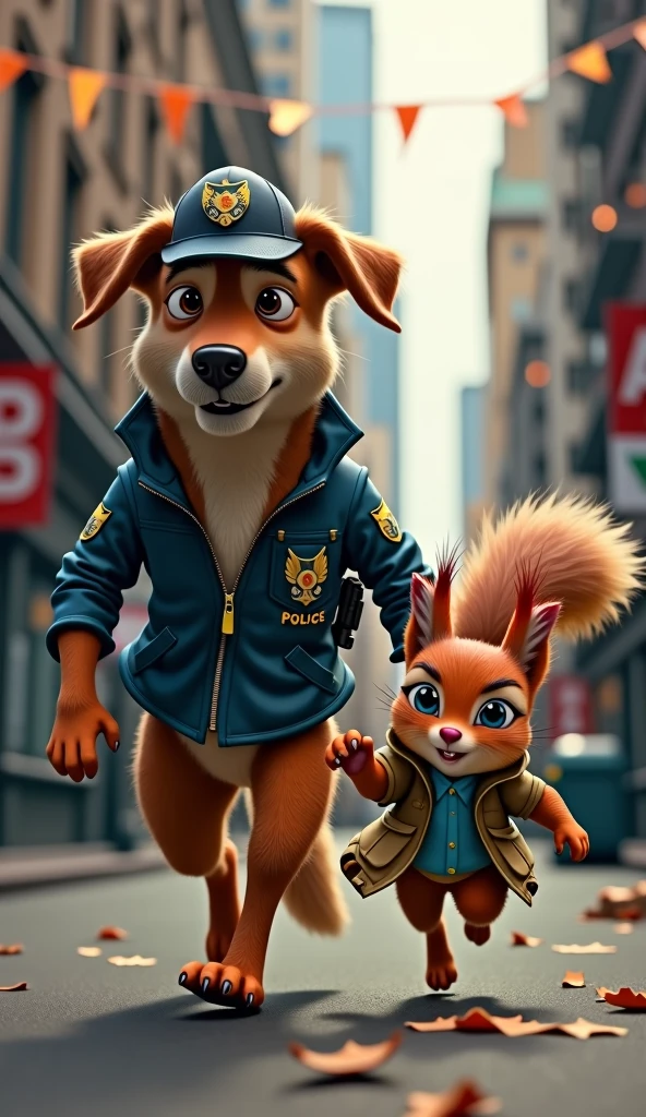 Imagine a police dog who only solves crimes with the help of a detective squirrel. What would the day-to-day life of this dynamic duo be like?