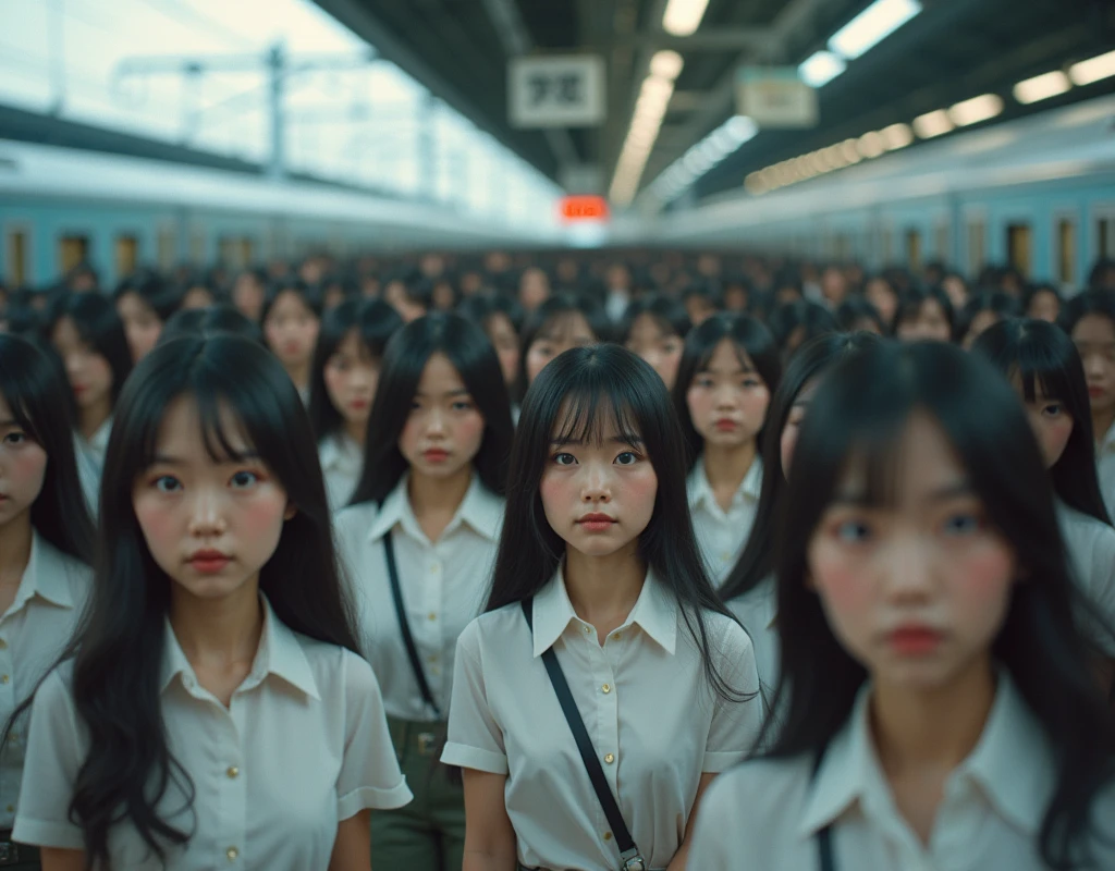 (((((Japanese Clone-girls=Myself))))), (((Super Best masterpiece Clone-girls Raw Photography Art))), (((16K, Highest quality, Ultra-high resolution, RAW Photos))), (((It&#39;s so unrealistic., With unparalleled depiction, With an unfathomable sight, An unprecedented and shocking worldview, Clone-girls: In a world of mass reproduction, Ultra-realistic))), (((Japanese Girls, Yokoyama-Yui, 18yo, Small face, Thick black hair, long hair, Dark Eyes, Mature face, Cute Smile, Smiling face, A gentle gaze, (((Very pleasant look)))))), (((Very beautiful detailed girls, Accurate body structure, Accurate body movements, Very detailed body, (((Super big breasts, Large bulge of ample breasts)))))), (((High school girl&#39;s summer uniform, Short sleeve, mini skirt, hour々I can see your pants, Cleavage Emphasis, Emphasise the fullness of your breasts))), ((((((((Very detailed, Myself cloning, Depiction of splitting oneself, 1Myself girl→1,000,000,000,000,000,000,000,000,000,000Myself cloning girls)))))))), (((((((Myself clone-girlsから, Myself keeps multiplying, (Very detailed and intricate, To the exact, Flawless, (((In the same female body,With the same face, With the same hairstyle, In the same clothes, At the same height, 同じSuper big breastsである))), In a detailed depiction), 1,000,000,000,000,000,000,000,000,000,000 people))))))), (((((Myself girls only))))), (((((1,000,000,000,000,000,000,000,000,000,000Myself girls))))), Myself waiting for a train on the platform at a station in Japan, Where the wind blows, A super crowded scene, Clear and accurate perspective depiction, Ultra-wide field of view, wide view, Focus on the average value of the image, View from the train side, Depicting Myself in Motion