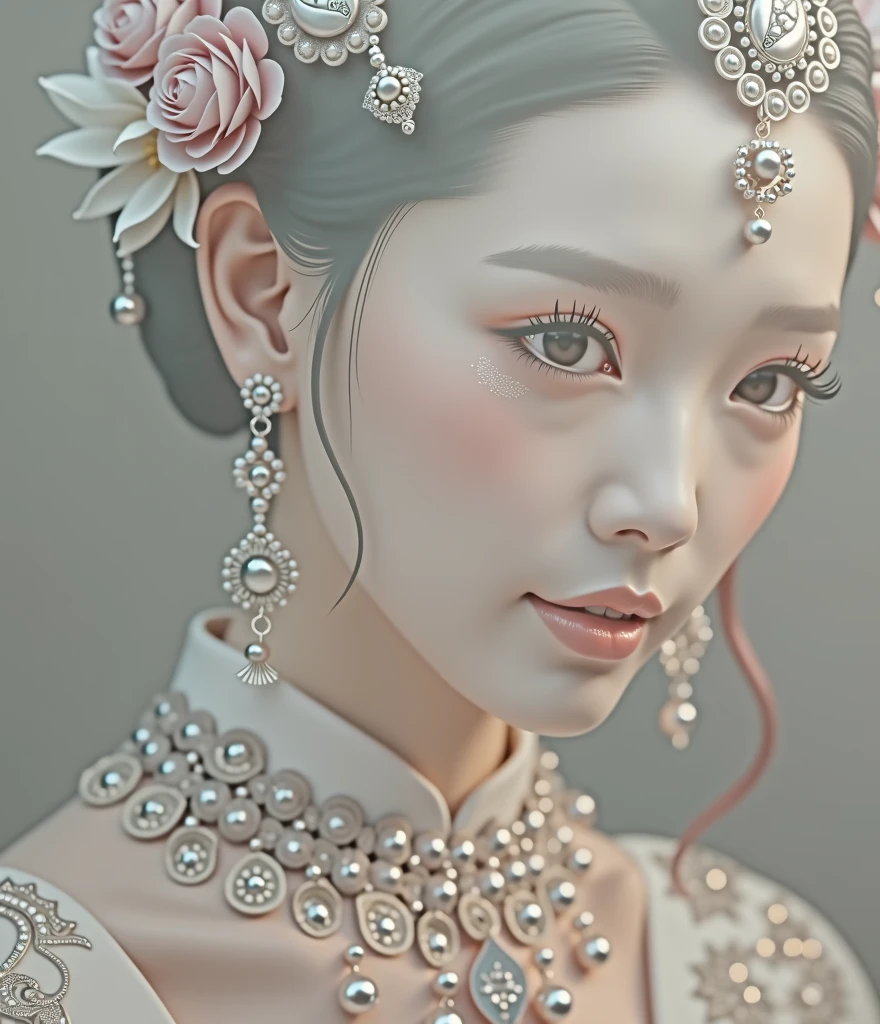 best quality, masterpiece, high resolution, 1 Girl,Chinese Wedding Dress,Hair accessories,necklace, Jewelry,Pretty Face,Above_Body, Tyndall effect,Reality, Dark Studio, Edge lighting, Two-tone lighting,(High Detail Skin:1.2), 8K uhd, Digital SLR Camera, Soft lighting, high quality, Volumetric Lighting, frank, photo, high resolution, 4K, 8K, Bokeh
