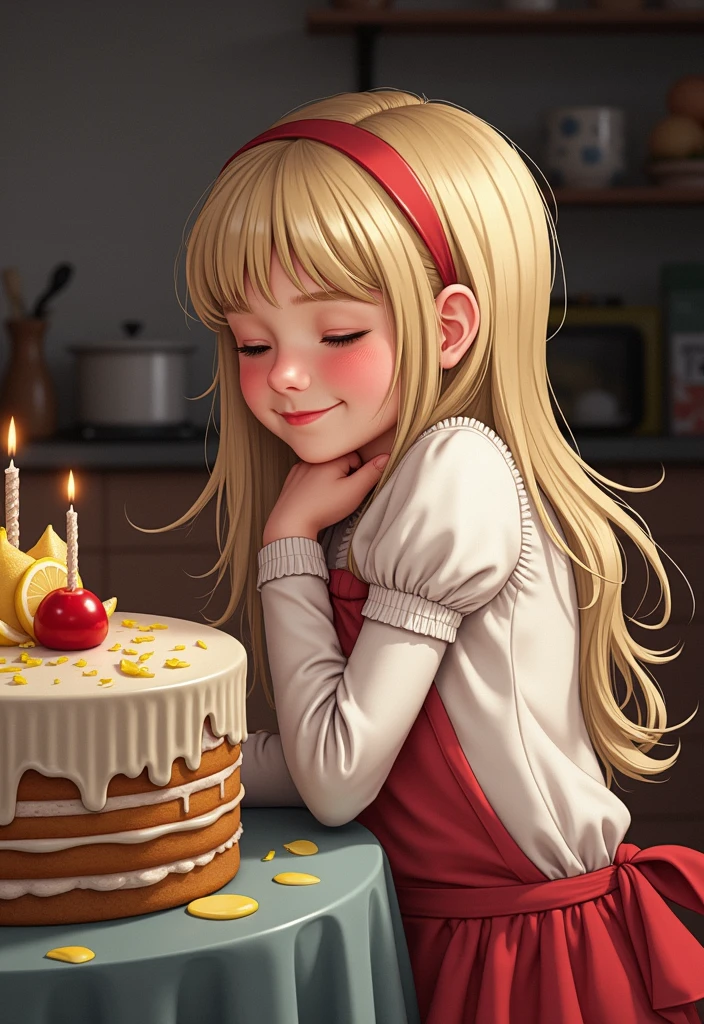 This girls huging an caring b day lemon cake