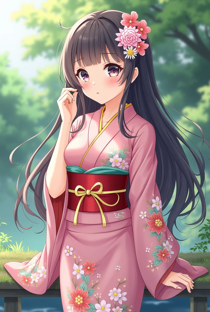 Anime girl with yukata
