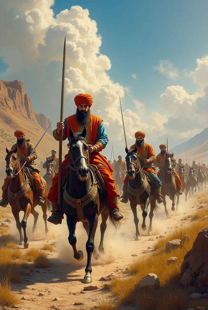 Adina Beg Arain with his Punjabi army, crushing the afghan raiders
