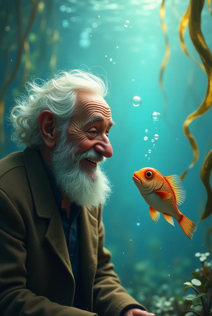 The old man laughed and said to the little fish