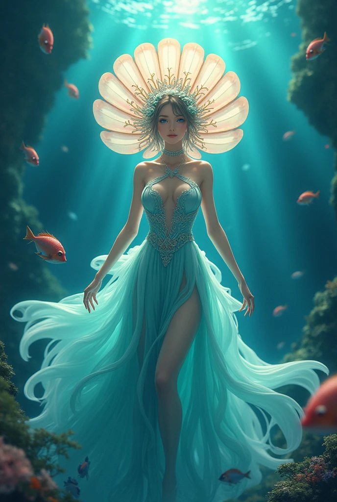 Ocean sea shell character anime fish queen