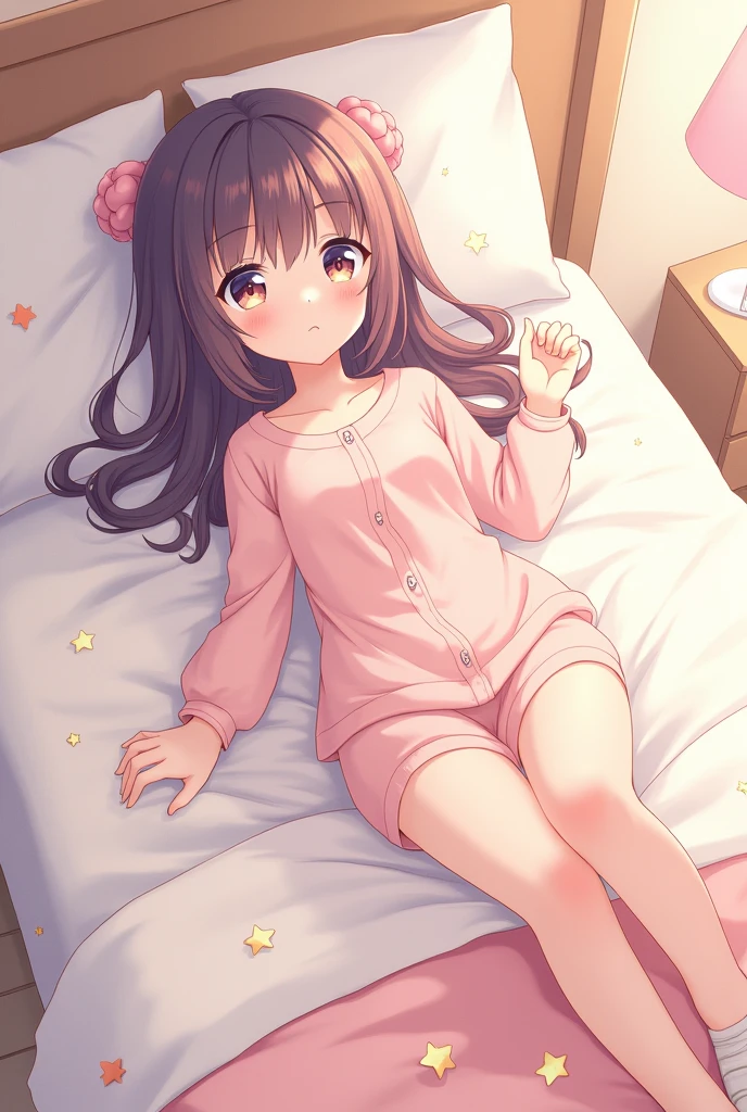 Japanese anime style,Girl,On the bed,prick