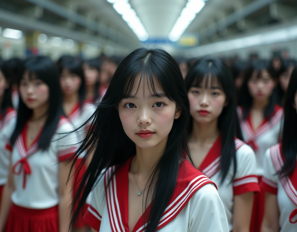 (((((Japanese Clone-girls=Myself))))), (((Super Best masterpiece Clone-girls Raw Photography Art))), (((16K, Highest quality, Ultra-high resolution, RAW Photos))), (((It's so unrealistic., With unparalleled depiction, With an unfathomable sight, An unprecedented and shocking worldview, Clone-girls: In a world of mass reproduction, Ultra-realistic))), (((Japanese Girls, Yokoyama-Yui, 18yo, Small face, Thick black hair, long hair, Dark Eyes, Mature face, Cute Smile, Smiling face, A gentle gaze, (((Very pleasant look)))))), (((Very beautiful detailed girls, Accurate body structure, Accurate body movements, Very detailed body, (((Super big breasts, Large bulge of ample breasts)))))), (((High school girl's summer uniform, Short sleeve, mini skirt, hour々I can see your pants, Cleavage Emphasis, Emphasise the fullness of your breasts))), ((((((((Very detailed, Myself cloning, Depiction of splitting oneself, 1Myself girl→1,000,000,000,000,000,000,000,000,000,000Myself cloning girls)))))))), (((((((Myself clone-girlsから, Myself keeps multiplying, (Very detailed and intricate, To the exact, Flawless, (((In the same female body,With the same face, With the same hairstyle, In the same clothes, At the same height, 同じSuper big breastsである))), In a detailed depiction), 1,000,000,000,000,000,000,000,000,000,000 people))))))), (((((Myself girls only))))), (((((1,000,000,000,000,000,000,000,000,000,000Myself girls))))), Myself waiting for a train on the platform at a station in Japan, Where the wind blows, A super crowded scene, Clear and accurate perspective depiction, Ultra-wide field of view, wide view, Focus on the average value of the image, View from the train side, Depicting yourself moving and standing