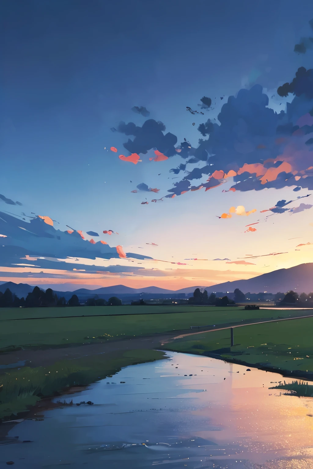 Evening landscape without people sky