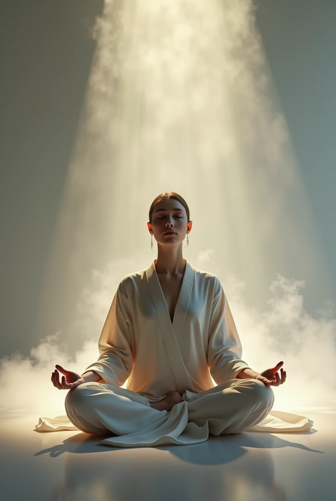 विजुअल्स: ध्यान करते व्यक्ति की छवियाँ, शांत पृष्ठभूमि, और प्रकाश की हल्की किरणें।