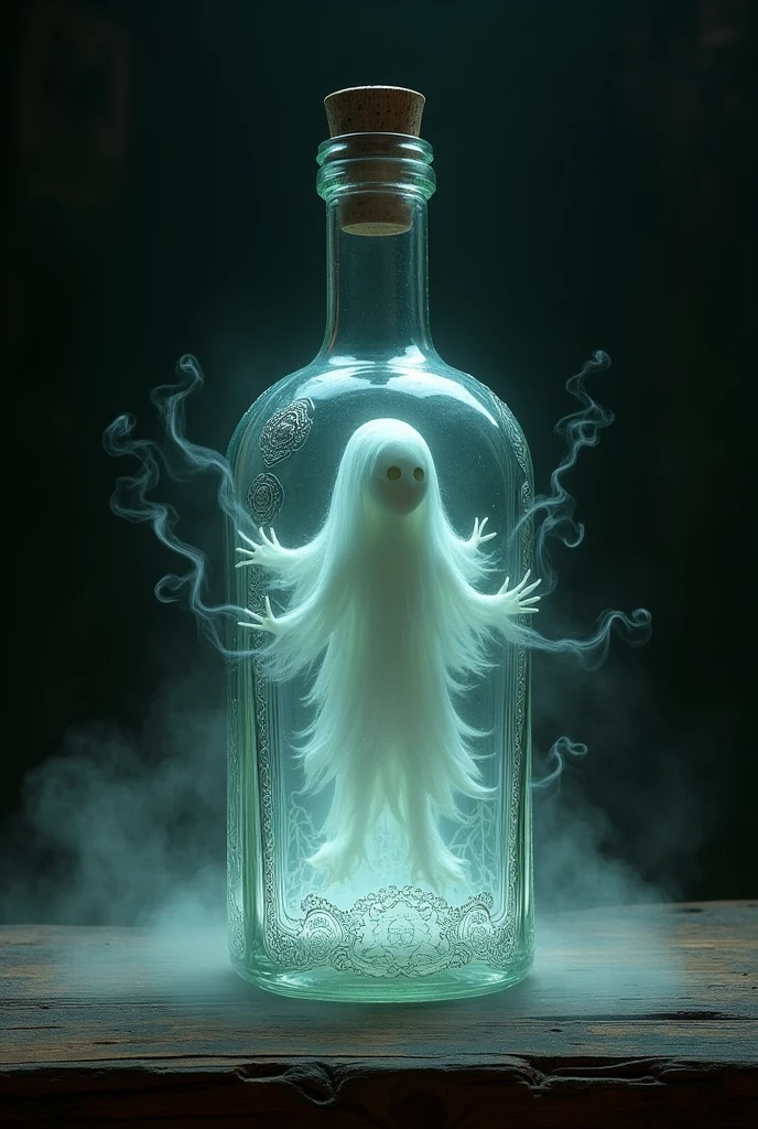 A ghost coming out of a bottle