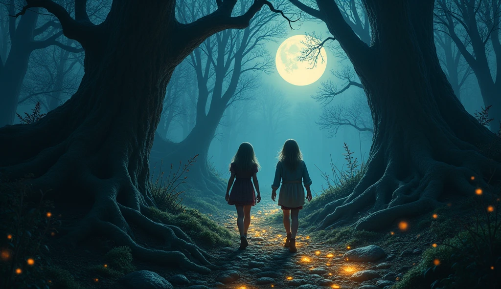 Hansel and Gretel. Dark nights, full moons, and paths that follow shiny pebbles.