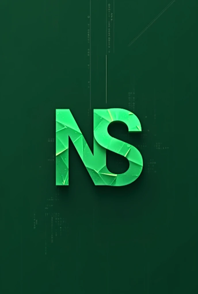 Logo containing the letters n and s
Background talking about programming and writing code
The visual identity carries the color green