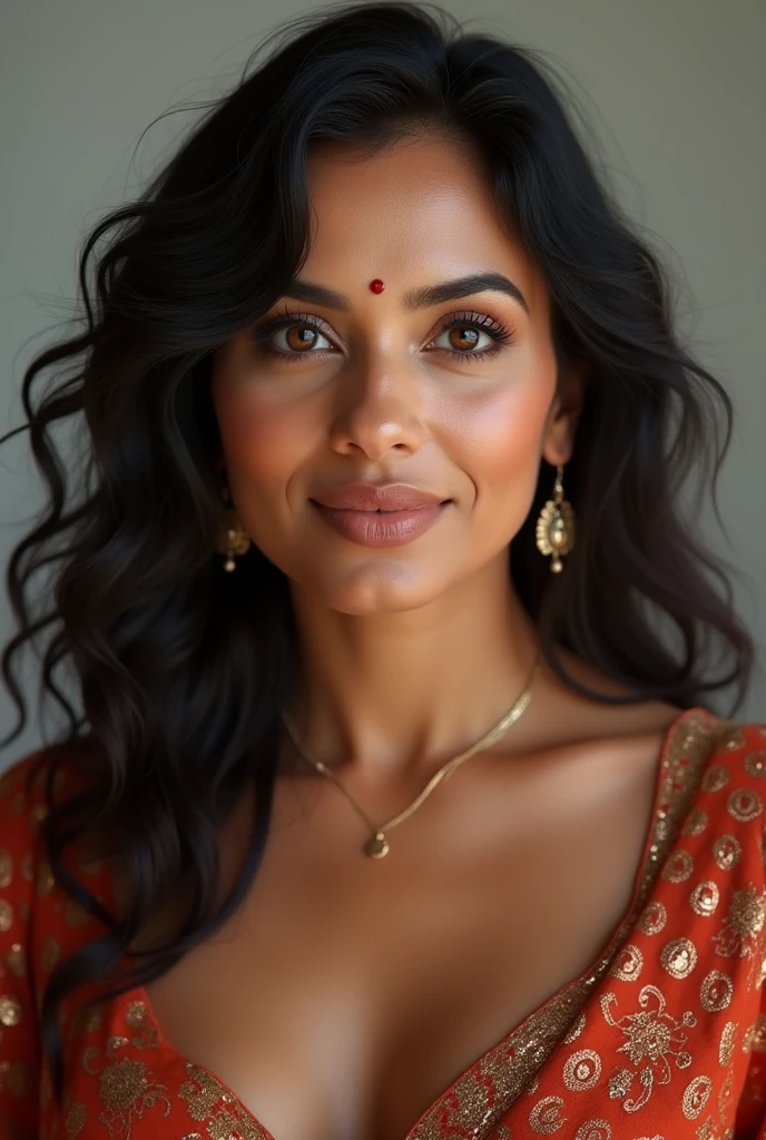 best quality,4k,8k,highres,masterpiece:1.2),ultra-detailed,(realistic,photorealistic,photo-realistic:1.37) busty indian matured women, attractive facial features, beautiful eyes, sexy look. extremely detailed eyes and face, fair skin tone chubby and sexy look on face