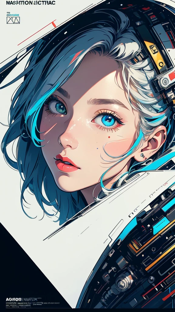 (((masterpiece, highest quality))),(((solo:1.2))),(((1girl:1.2))),32k wallpaper, very detailed, poster, vintage science fiction,(((((geometric cinematic movie poster))))), (bauhaus), shape,(((abstract))),(mid century modern),movie poster,(((((portfolio))))),(((((Close-up))))),(((((bust up))))),((((more various angle)))),(((highlight))),Vast landscape,((((heterochromia)))),(((complete. detailed face))),(((Extremely talented))),(((most complecated machine))),Colorful color scheme