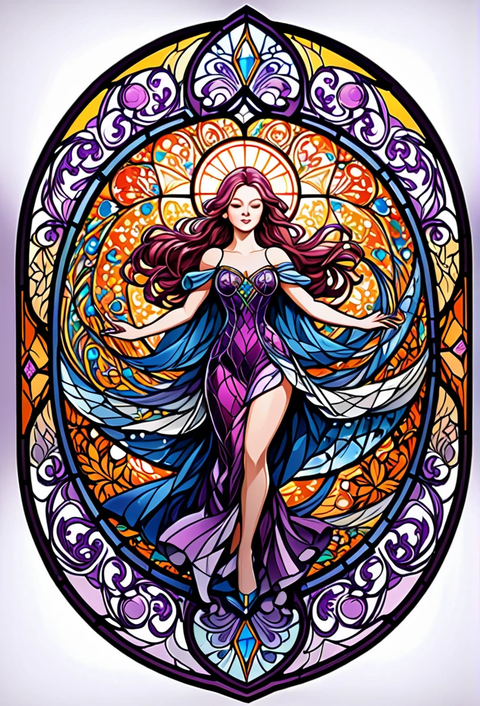 a picture of a stained glass window, intricate art, vector art, by Mario Dubsky, stained glass art, amethyst stained glass, detailed art in color, by Robert Richenburg, by Adrienn Henczné Deák