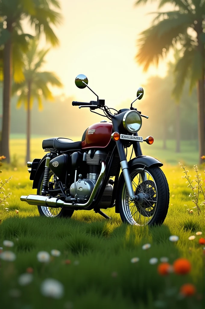Royal Enfield in field 