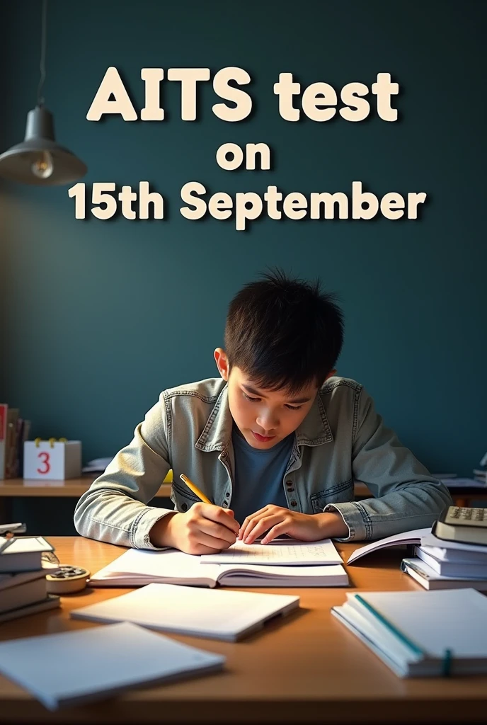 AIITS test is on 15th September, study is focused, motivational picture

Text color is black : 
AIITS test on  PW 